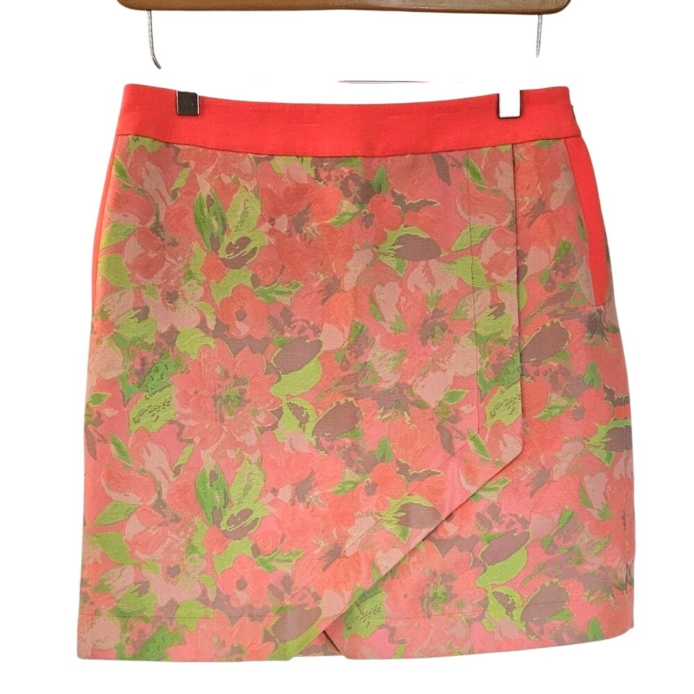 Ted Baker 0 Keleche Jacquard Mini Skirt Neon Pink & Green size US 2